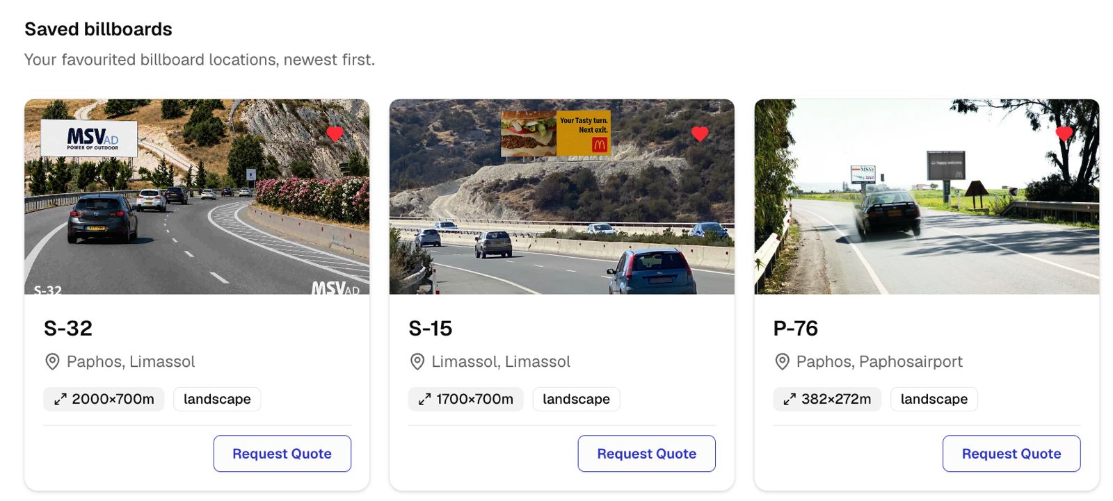 Outdoor advertising campaign dashboard preview
